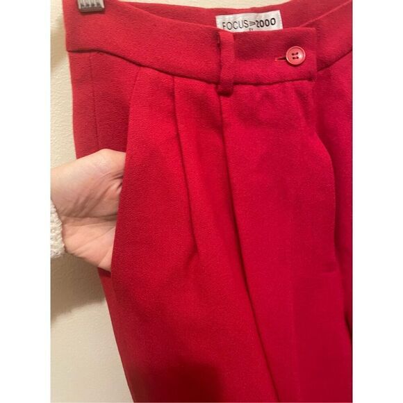 Focus 2000 by Charles glueck red wool 90s 80s two piece suit set size 6 - Picture 13 of 13